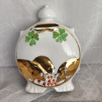 Antik Zsolnay porcelán persely – Gombát kitúró malacok és bőségszaru