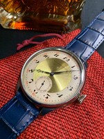 New swiss bicolor Tavannes pocket watch installed into wristwatch with glass back from the 1930s
