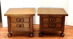 Pair of Oak Nightstands with 2 Drawers