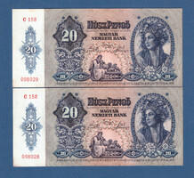 20 Pengő 1941 UNC Sorszámkövető páros