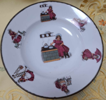 Gyermek étel melegen tartó tál (porcelán- fém aljjal) ALKÚKÉPES!