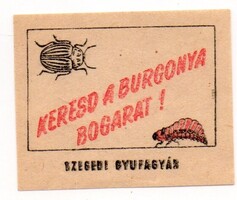 Gyufacímke: "Burgonya bogár", Szegedi Gyufagyár.