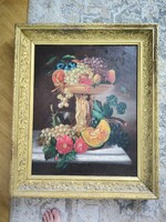 Biedermeier asztali gyümölcs virág csendélet