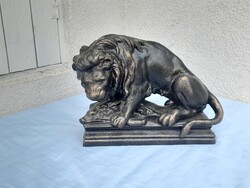 Huge Heavy Bronze Coated Iron Lion with Wild Boar