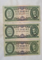 4 darab 10 és 1000 forintos bankjegy