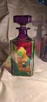 MURANO Italian glass decanter, hand-painted