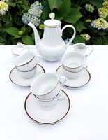 Német, fehér mázas, aranyozott kávés/mokkás porcelán készlet