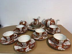 Antik Aquincumi Hüttl Tivadar Festett Porcelán Teáskészlet A189