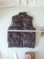 Khaki és  neonzöld pufimellény kisfiúra 8- 9 év