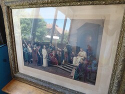 Antique Munkácsy Mihály: Christ before Pilate – Könyves Kálmán print (early 1900s)
