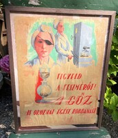 Régi retro eredeti munkavédelmi plakát terv szocreál plakát