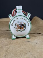 Nagyon ritka “Emlék Makkos Máriáról” porcelán Zsolnay butella/kulacs