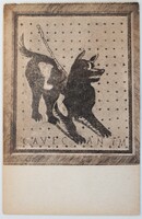 Képeslap, Olasz, Pompei, Láncra vert kutya "Cave canem" mottó (P3)