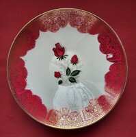 Z & Co Tirschenreuth Bavaria német porcelán tányér tálaló tál rózsa virág mintával mélytányér