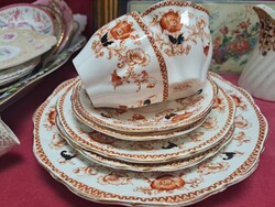 2 szemelyes Ritka Angol Antik Porcelán Teáscsésze és Sütemenyes