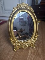 Ovális díszes, rózsás asztali tükör 23*15.5 cm.