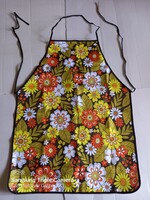 74x56 cm narancs- zöld virágos mintájú textil kötény