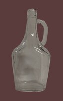 Antik vastag falú füles boros vagy pálinkás üvegpalack, ballon,demizson kb.30 cm magas