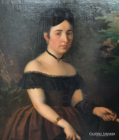 Barabás Miklós (1810-1898): Fiatal hölgy, 1883. Aukcionált!!!
