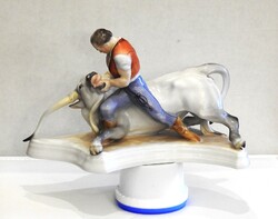 Toldi a bikával - Herendi Porcelán - Kézzel festett, Hibátlan, Jelzett.