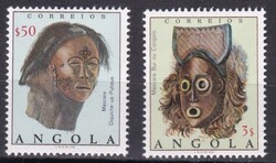 1976 Angola Törzsi Maszkok Hibátlan Postatiszta Bélyegsor