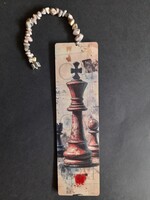 Handmade wooden bookmark with mineral beads