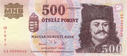 500 forint 2002 MINTA nagyon alacsony sorszám "0000049"