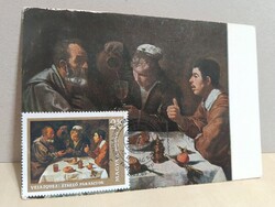 Velázquez Étkező parasztok alkalmi bélyegzéses képeslap (Filaposta-Visegrád, 2009)