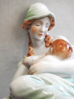 Herendi Porcelánmanufaktúra – Anyaság, Szoptató Anya gyermekével.  Hibátlan, jelzett