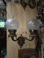 Felújított 2 ágú kristály búrás empire falikar