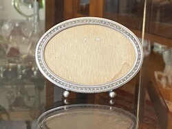 JELZETT EZÜST, ASZTALI, OVÁLIS FOTÓ, FÉNYKÉP KERET  10.5 X 7.5 CM 22 GR