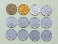 Magyarország 12 db Különböző Érme 1 2 Forint 1967-1989