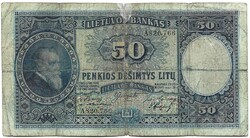 50 litu 1928 Litvánia Nagyon ritka ragasztott
