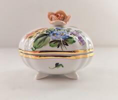 Herendi hand painted mini bonbonier with rose lid – flawless