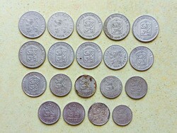 Csehszlovákia 19 db Különböző Érme 3 5 10 Halierov 1953-1986