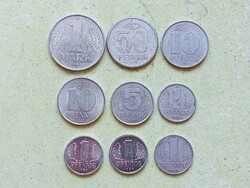 Németország NDK 9 db Különböző Érme 1 5 10 50 Pfennig 1 Márka 1958-1989
