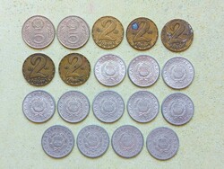 Magyarország 19 db Különböző Érme 1 2 5 Forint 1967-1989