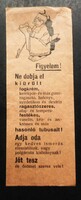 Reklámlap, számolócédula - alumínium hulladék gyűjtés (háborús)