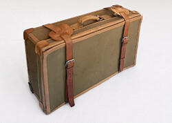Old Large Genuine Leather Suitcase Travel Bag with Leather Straps