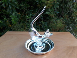 Hallmarked Silver-Plated Metal Cat Ring Holder