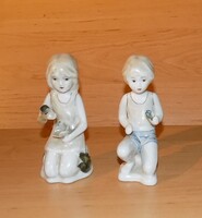 Orosz Verbilki porcelán kislány kisfiú figura pár könyvtámasz - 12 cm (po-3)