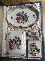Herendi porcelán 4 részes dohányzókészlet eredeti dobozában - Bouquet de Saxe (BS)