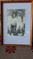 Kerti Károly (1917-1986): Két alak. 1981  A Tata i grafikus... No. 1/2.