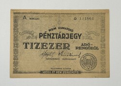 Pénztárjegy - 10000 / Tízezer Adópengő - VÍZJELES papíron / Nem érvénytelenített - Fine tartás