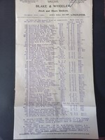 1906 Blake & Wheeler részvényárfolyam lista – Stock & Share Brokers – Leicester