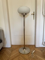 Króm iparművészeti állólámpa duplex tejüveg búra - képcsarnok retro design space age bauhaus