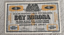 1 korona 1916. Ostffyasszonyfa Hadifogoly-tábor