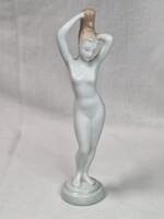 Aquincumi porcelán nagy méretű női álló akt figura hibátlan állapotban 22,5 cm. magas