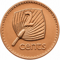 Fidzsi-szigetek / Fiji 2 Cents 2001 - Fonott legyező - QE II - verdefényes