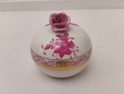 Hibátlan! Herendi porcelán rózsaszín Apponyi mintás bonbonier